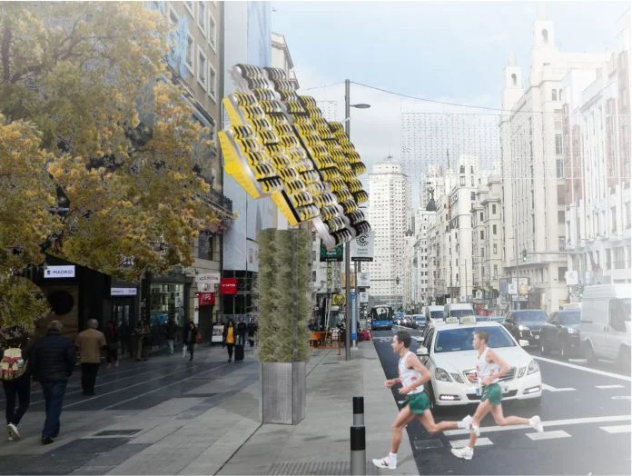 Recreación de los paneles solares del proyecto PowerTree en Madrid