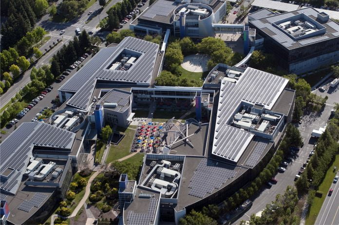 Vista aérea de la sede de Google (Googleplex)