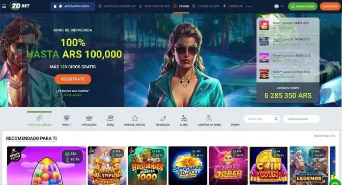 20Bet casinos online Argentina bonos bienvenida 2026